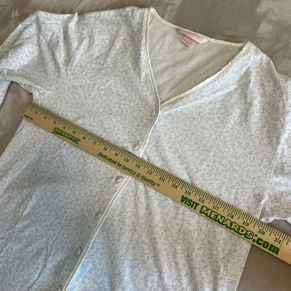 VTG Victorias Secret Sleep Top Womens Small White Floral Button Front Cotton Y2K - Picture 6 of 10